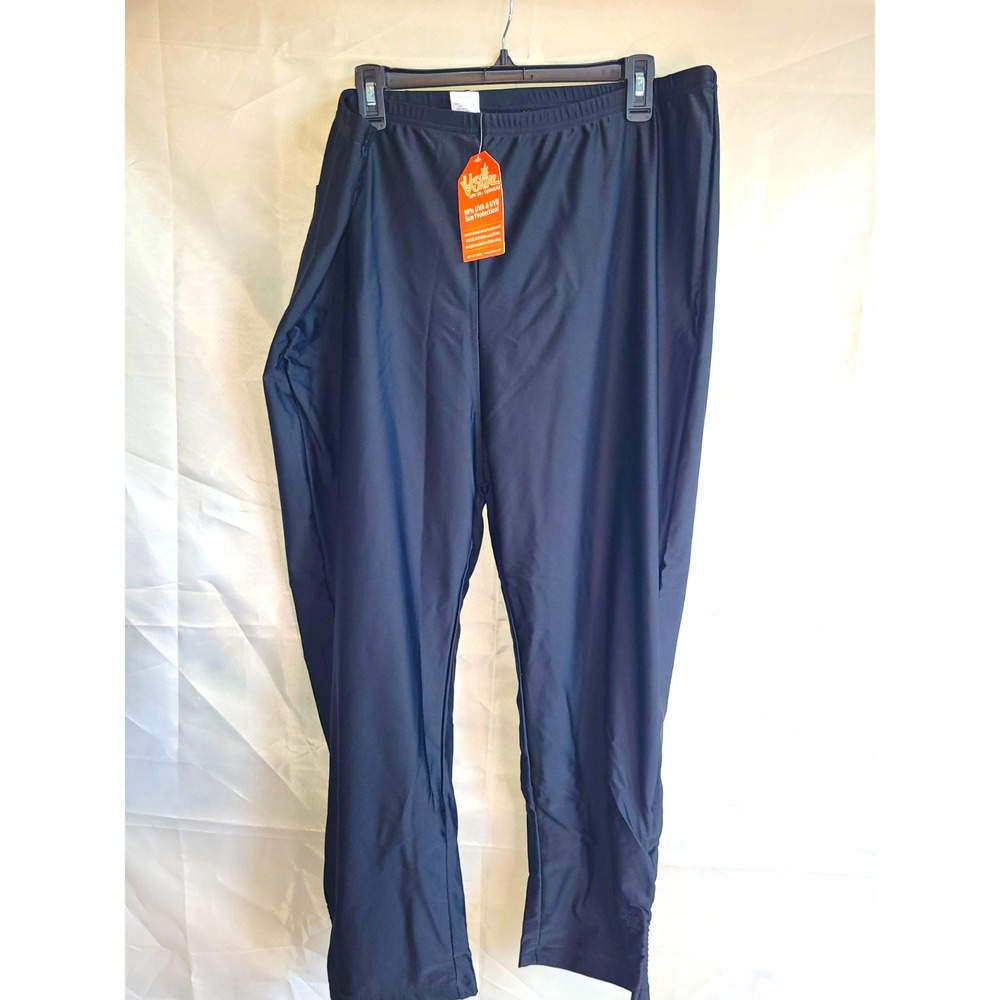 UV Skinz UPF 50+ Sunwear Black Solid Ankle Leggings High Rise Logo 4XL